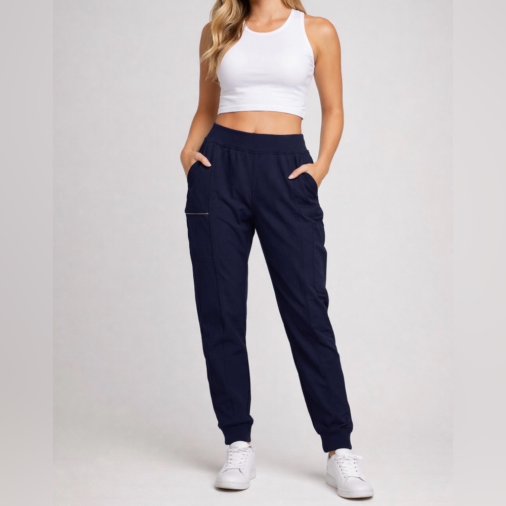 Cherokee Infinity Scrub Joggers Large Navy Mid Rise Tapered EUC